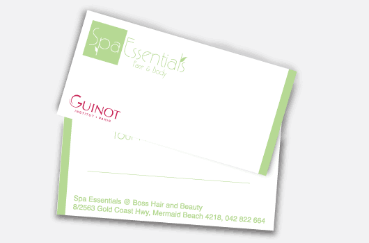 spa essentials card